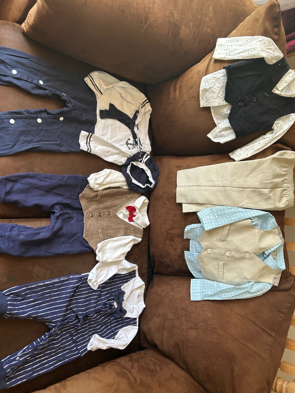 Lot of 5: boys 18M vest\pants set, 3 romper suit sets, 1 vest/shirt